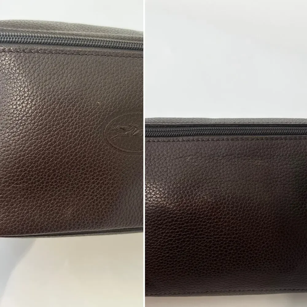 Longchamp Vintage Le Foulonne Pebbled Leather Belt Bag Fanny Pack Y2K Dark Brown